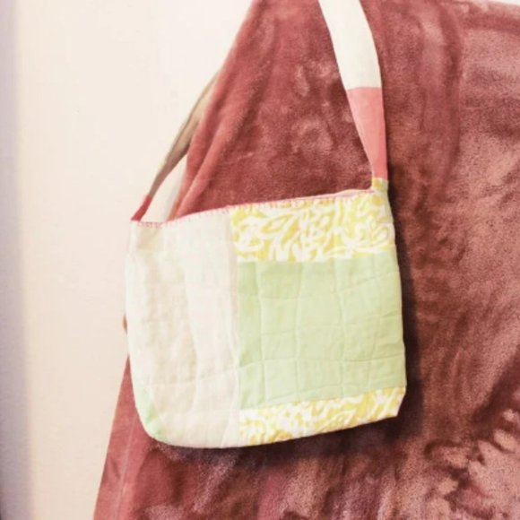 Quilted Linen Patchwork Tote Bag - Handmade Linen + Organic Cotton Purse - Picture 9 of 9